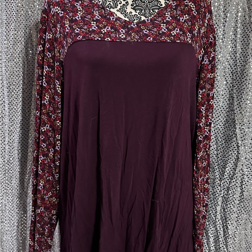 Lane Bryant Burgundy Floral Blouse